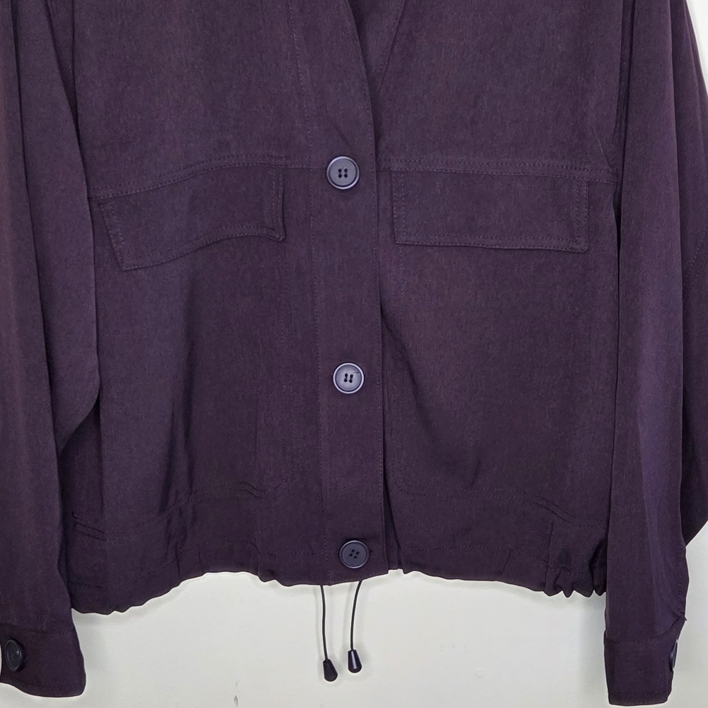 Max Studio Dark Burgundy Wine Utility Button Front Jacket Size Large - Picture 3 of 5
